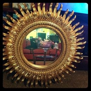 3 1/2 ft Gold sun shaped mirror